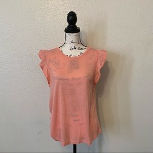 Love, Fire Peach Knit Top Blouse Floral